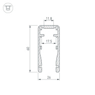 Профиль анодированный для перил ALU-HANDRAIL-2000 FOR GLASS 17.5 Arlight Алюминий арт.015477