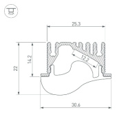 Профиль с экраном ALU-ASYMETRIC-2000 ANOD+FROST LENS Arlight Алюминий 019270