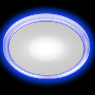 Светильник встраиваемый ЭРА круглый c синей подсветкой LED 6W 220V 4000K с мощностью подсветки 2Вт (арт. Б0017492)