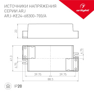 Блок питания в пластиковом корпусе для LED светильников ARJ-KE30300A 9W 300mA PFC Arlight арт.023442