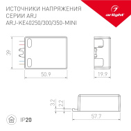 Блок питания для диодных светильников ARJ-KE40300-MINI 12W 300mA PFC IP20 Пластик арт.024902