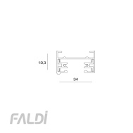Однофазный шинопровод трековый для накладного / подвесного монтажа FALDI POWER.TRACKx1 PT1-300 (3м)  34 x 19,3 x 3000мм