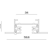 Однофазный встраиваемый трековый шинопровод FALDI POWER.TRACK.Vx1 PTV1-300 (1м) (-1 серебр, -2 черн, -3 белый) 59,6x19,3x3000