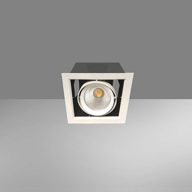 Торговый карданный светодиодный светильник LUXEON ALGOL 1 LED 30W 3000K 36 deg. silver арт. 85001